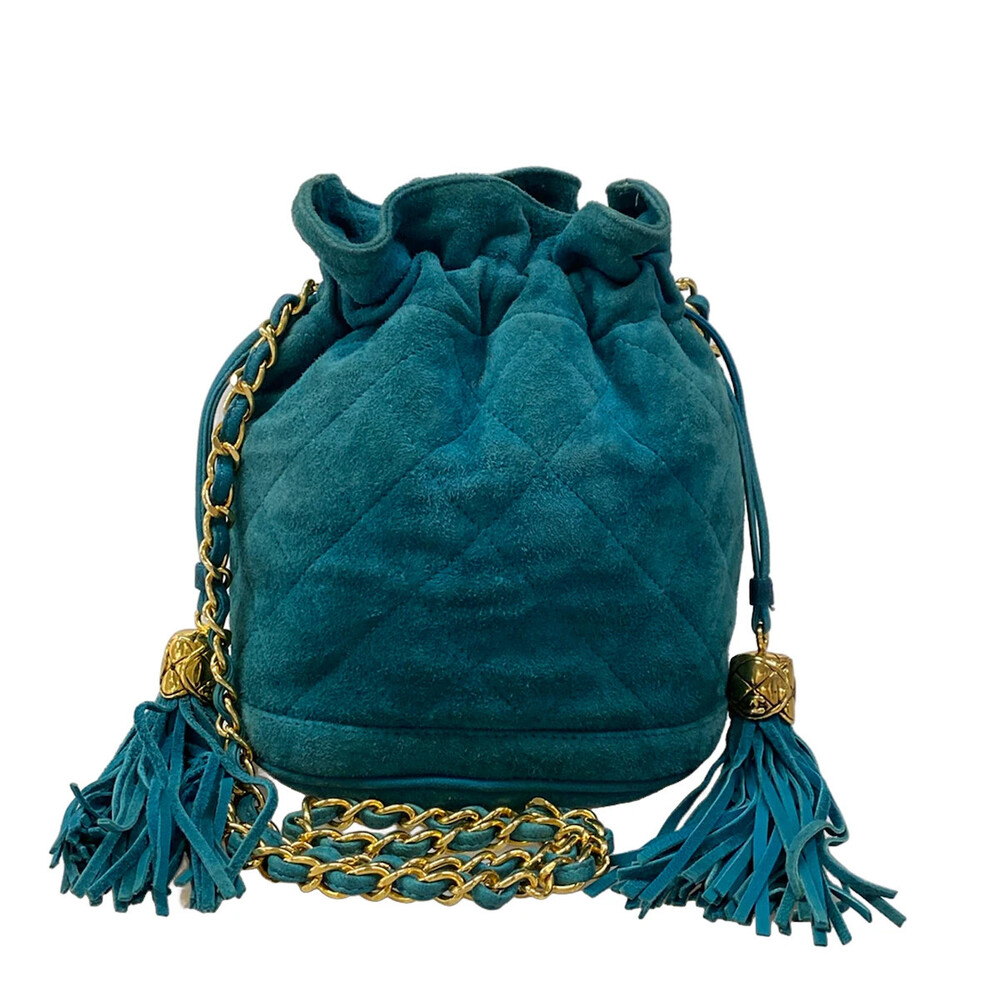 Chanel Matelasse Green Suede Shoulder #306288C10B